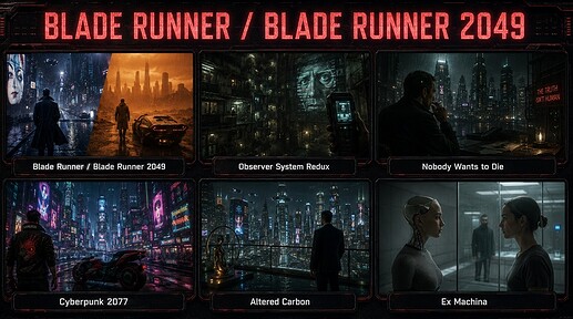 Blade Runner Blade Runner 2049 Observer System Redux Nobody Wants to Die Cyberpunk 2077 Altered Carbon Ex Machina