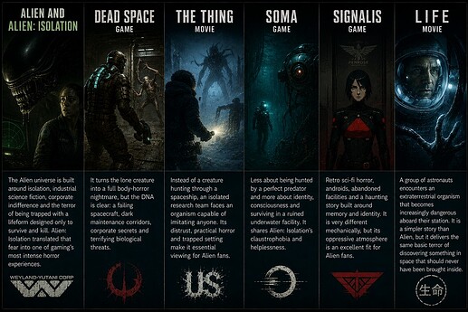 Alien and Alien Isolation Dead Space The Thing SOMA Signalis Life