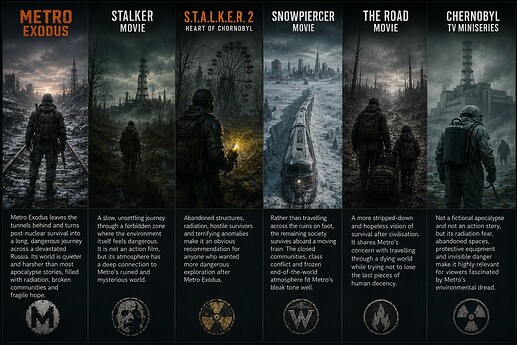 Metro Exodus Stalker S.T.A.L.K.E.R. 2 Snowpiercer The Road Chernobyl