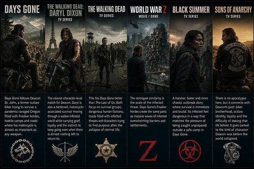 Days Gone The Walking Dead Daryl Dixon The Walking Dead World War Z Black Summer Sons of Anarchy